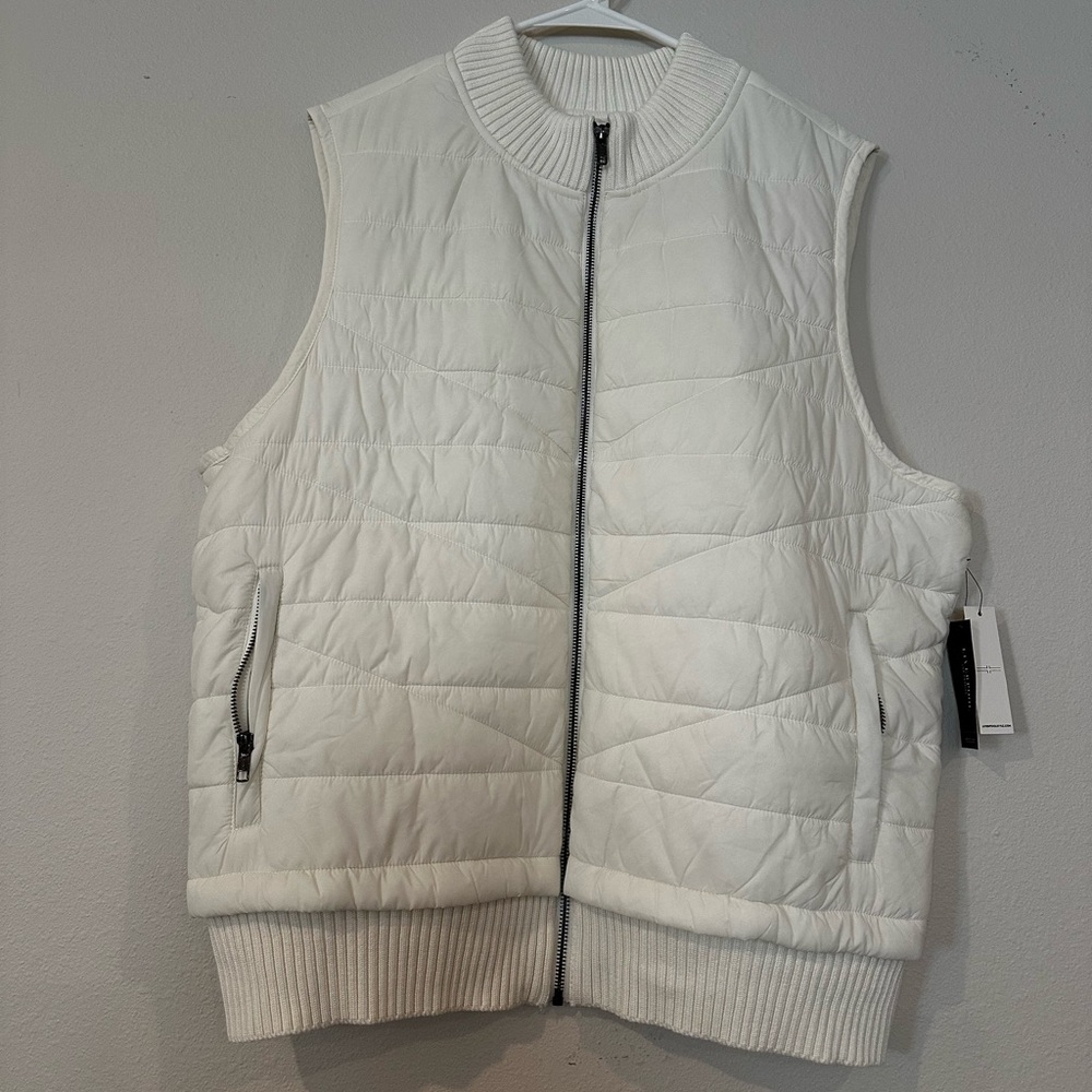 NWT Liverpool LA‎ puffer sweater/sweater vest in cream with pockets, size 3X
